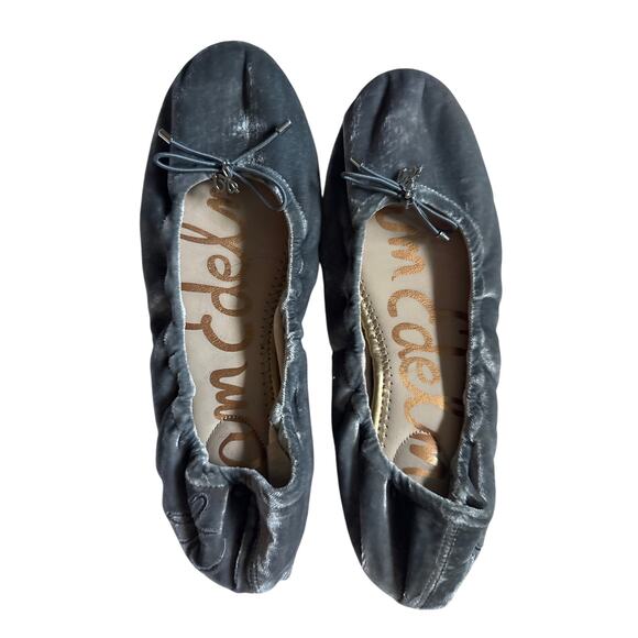 Sam Edelman Felicia Smokey Blue velvet Slip On Flexible Ballet Flats Blue 8 - Picture 1 of 4